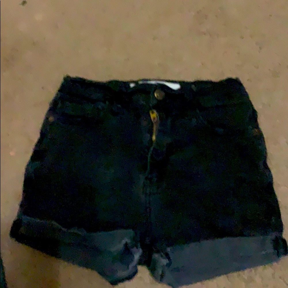 Black denim shorts